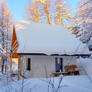 Zimowa sceneria domku